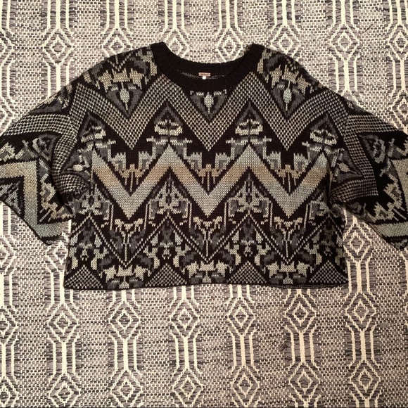 Free People Superstar Black Aztec Printed Sweater - Picture 2 of 5